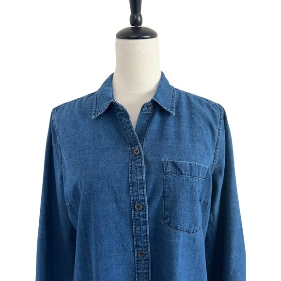 Abercrombie & Fitch Shirt Dress Womens Large Blue Chambray Lightweight Casual - Picture 5 of 10